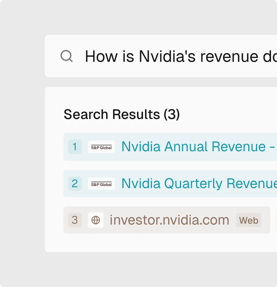 Tako Search API results grounded in data and web sources